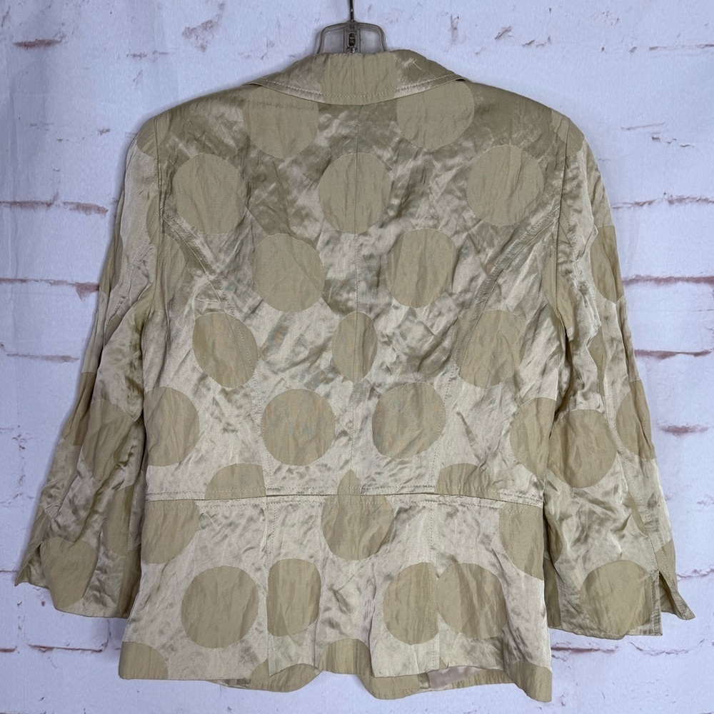 ALEXANDER 6 Celery Green Abstract Print Crinkle Safari Blazer Jacket Size 6 - Picture 8 of 15